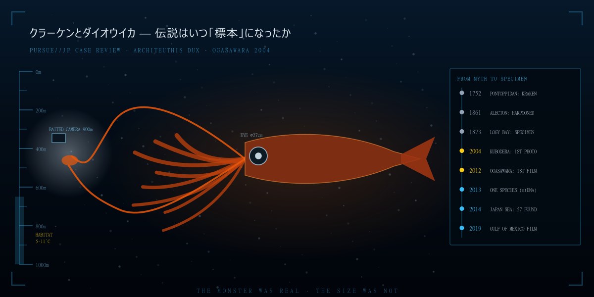 クラーケンとダイオウイカ——小笠原沖900mの餌付きカメラ